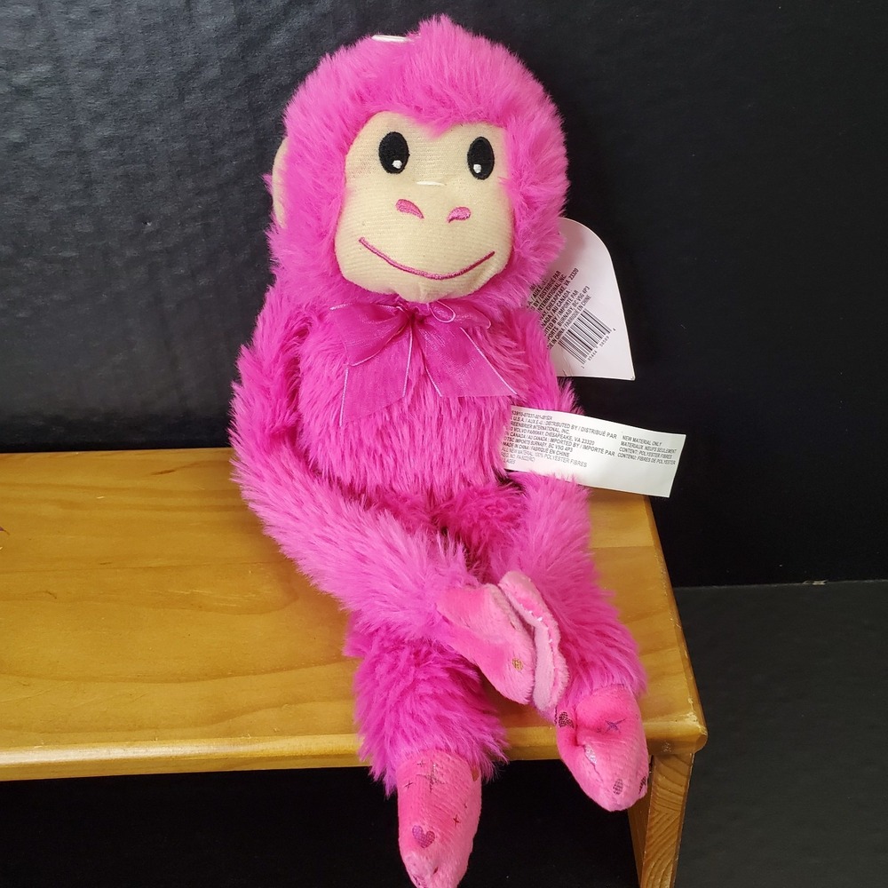 Greenbrier Int'l Magenta Pink Hanging Monkey Gorilla Plush 12" Metallic Feet